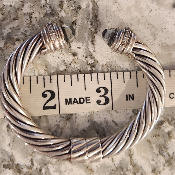 David Yurman 935 10MM Prasiolite & Diamond Cable Cuff Bracelet - Picture 8 of 12